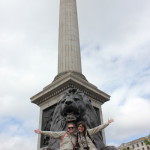 No, we didn't climb onto the lions. But I love this picture.