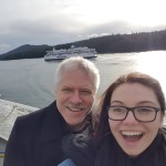 Braving the cold on the ferry for some fun with my dad!